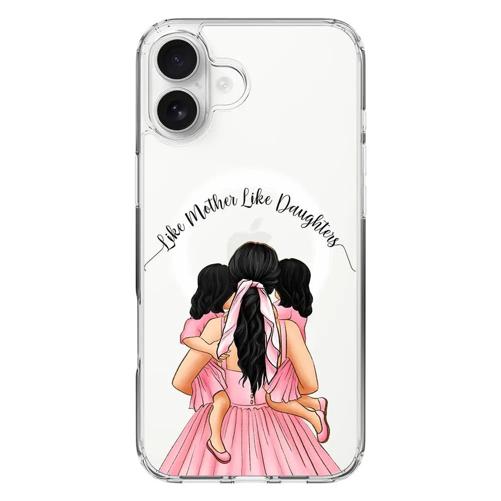 Apple iPhone 16 Plus / Clear Classic Mother 2 daughters Custom Clipart, Text Phone Case - Stylizedd.com