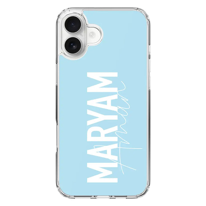 Apple iPhone 16 Plus / Clear Classic Personalized Name Vertical, Phone Case - Stylizedd.com