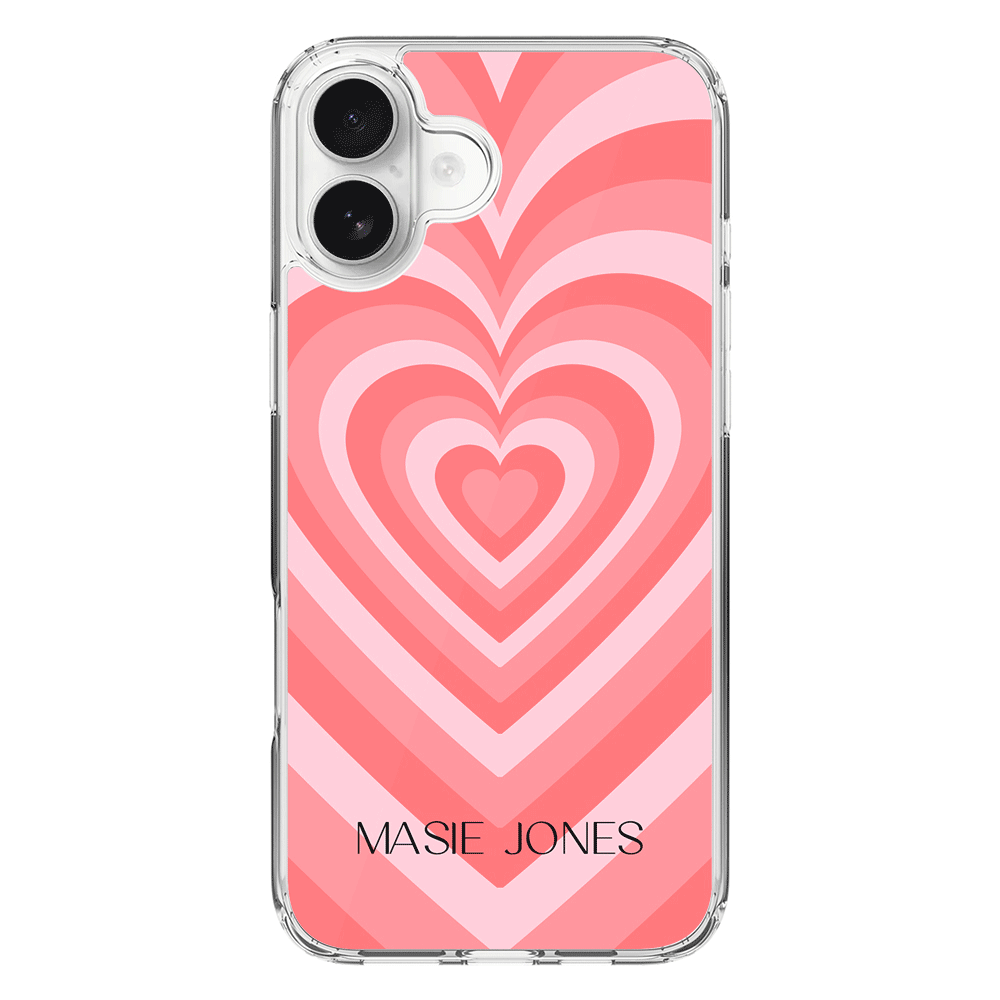 Apple iPhone 16 Plus / Clear MagSafe Personalized Name Retro Hearts, Phone Case - Stylizedd.com