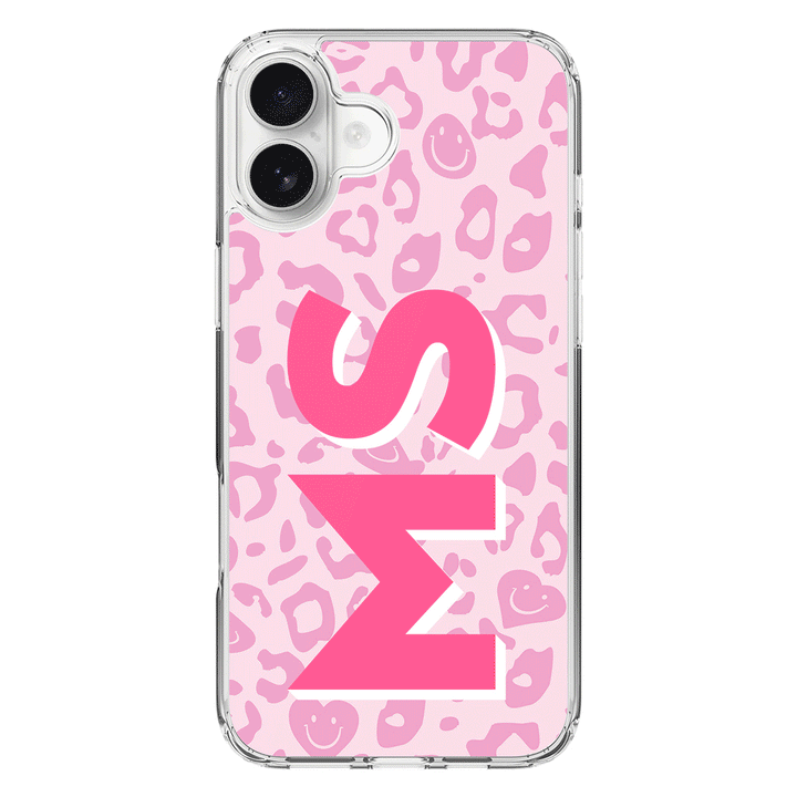 Apple iPhone 16 Plus / Clear Classic Custom Monogram Initial 3D Shadow Text Seamless Pattern, Phone Case - Stylizedd.com