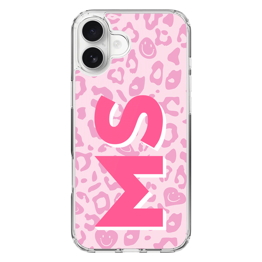 Apple iPhone 16 Plus / Clear MagSafe Custom Monogram Initial 3D Shadow Text Seamless Pattern, Phone Case - Stylizedd.com