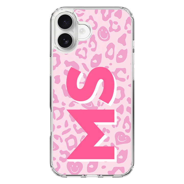 Apple iPhone 16 Plus / Clear MagSafe Custom Monogram Initial 3D Shadow Text Seamless Pattern, Phone Case - Stylizedd.com