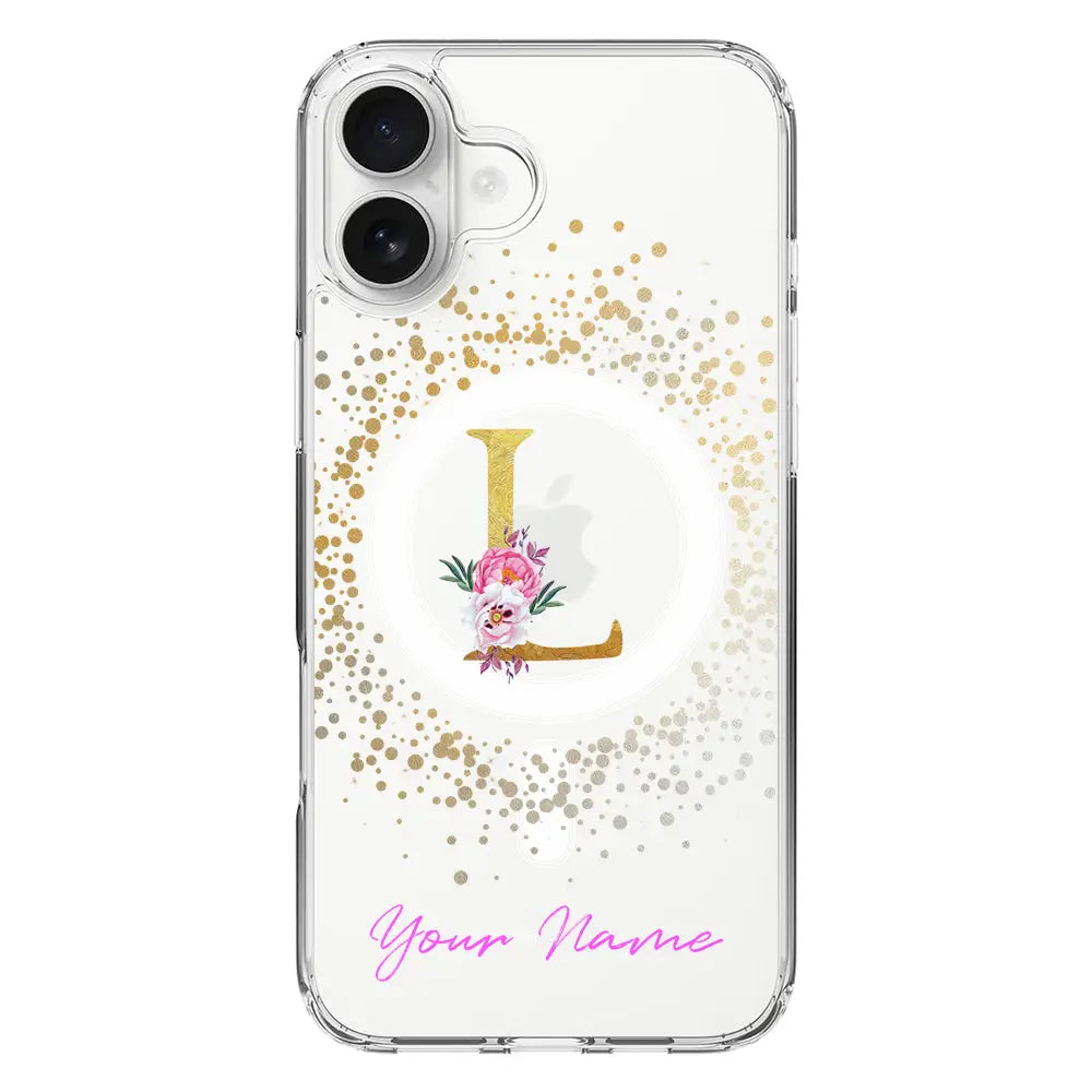 Apple iPhone 16 Plus / Clear Classic Floral Initial Phone Case - Stylizedd.com