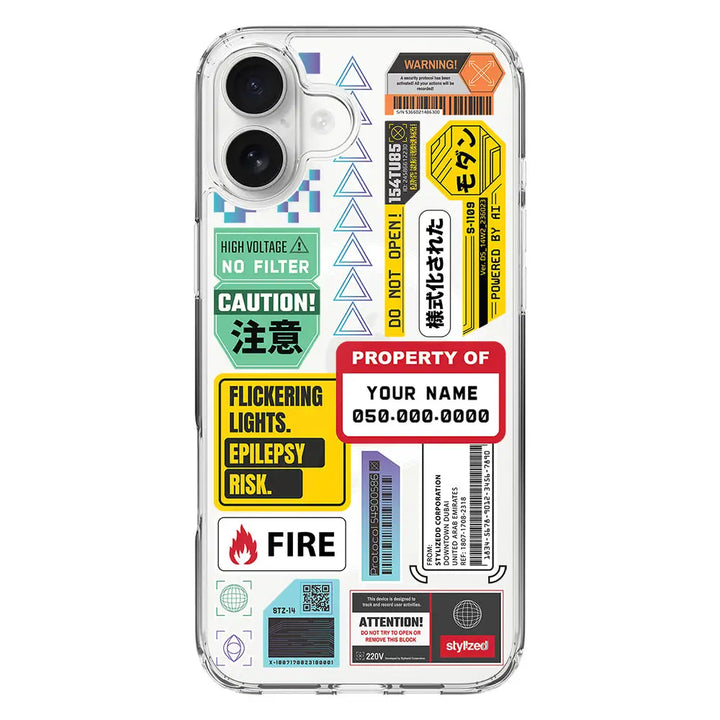 Apple iPhone 16 Plus / Clear MagSafe Personalized Name Property of Label Stickers, Phone Case - Stylizedd.com