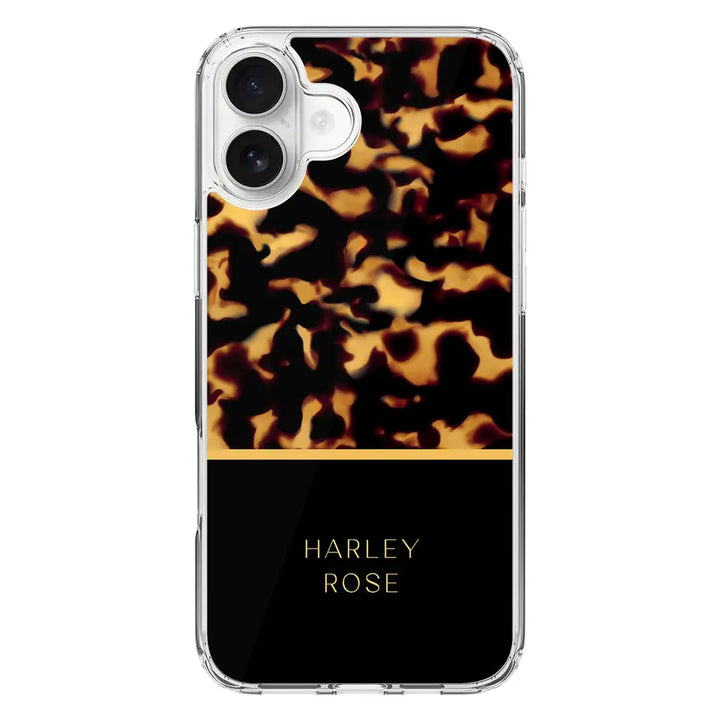 Apple iPhone 16 Plus / Clear MagSafe Personalized Text Elegant Luxury Tortoise Shell Pattern, Phone Case - Stylizedd.com