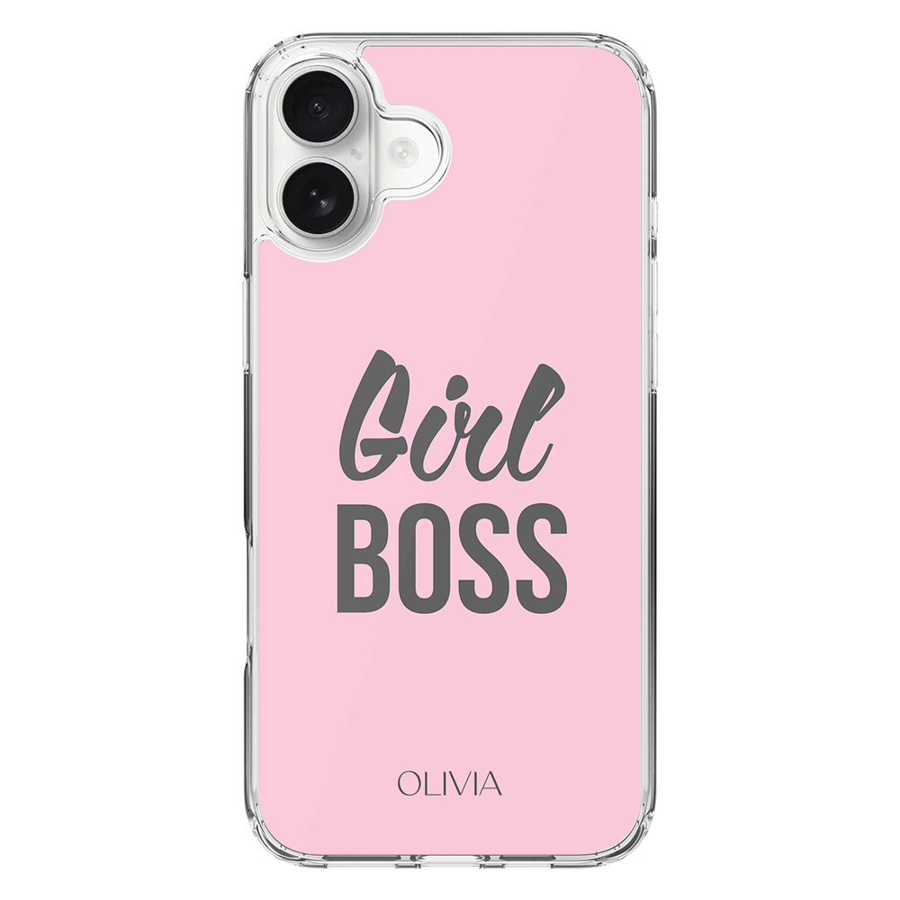 Apple iPhone 16 Plus / Clear MagSafe Personalized Name Girl Boss, Phone Case - Stylizedd.com