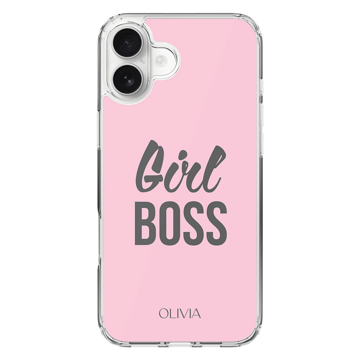 Apple iPhone 16 Plus / Clear MagSafe Personalized Name Girl Boss, Phone Case - Stylizedd.com