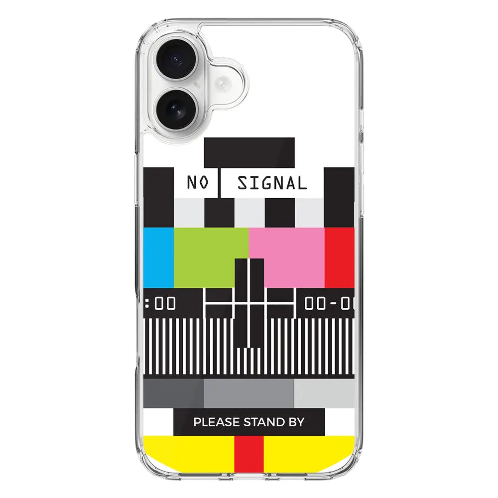 Apple iPhone 16 Plus / Clear MagSafe Personalized Text Retro No Signal TV Channel, Phone Case - Stylizedd.com