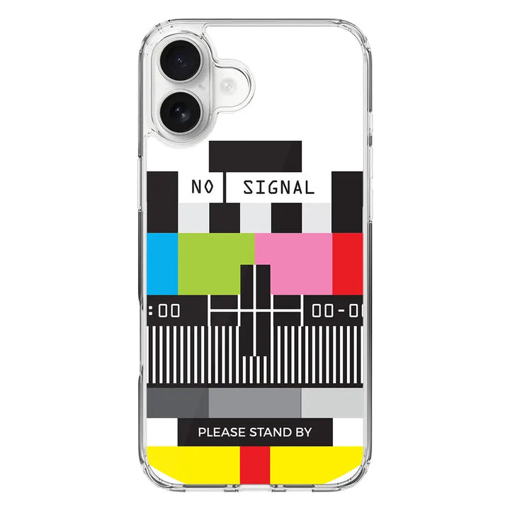 Apple iPhone 16 Plus / Clear MagSafe Personalized Text Retro No Signal TV Channel, Phone Case - Stylizedd.com