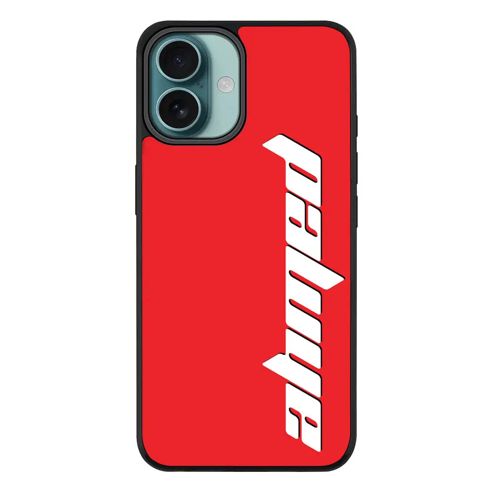 Apple iPhone 16 Plus / Rugged Black Custom Text, Vertical Name Phone Case - Stylizedd.com