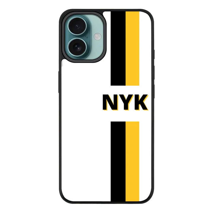 Apple iPhone 16 Plus / Rugged Black Custom Striped Monogram Phone Case - Stylizedd.com