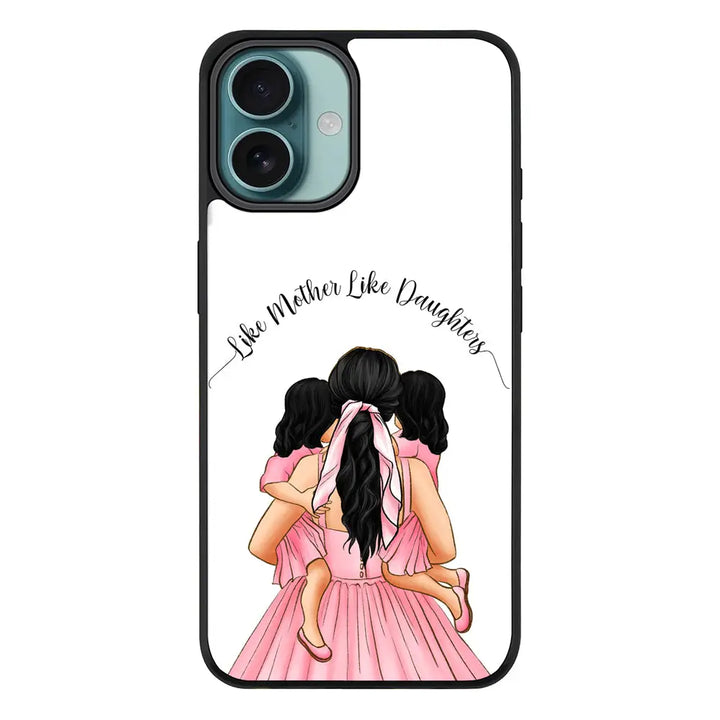 Apple iPhone 16 Plus / Rugged Black Mother 2 daughters Custom Clipart, Text Phone Case - Stylizedd.com