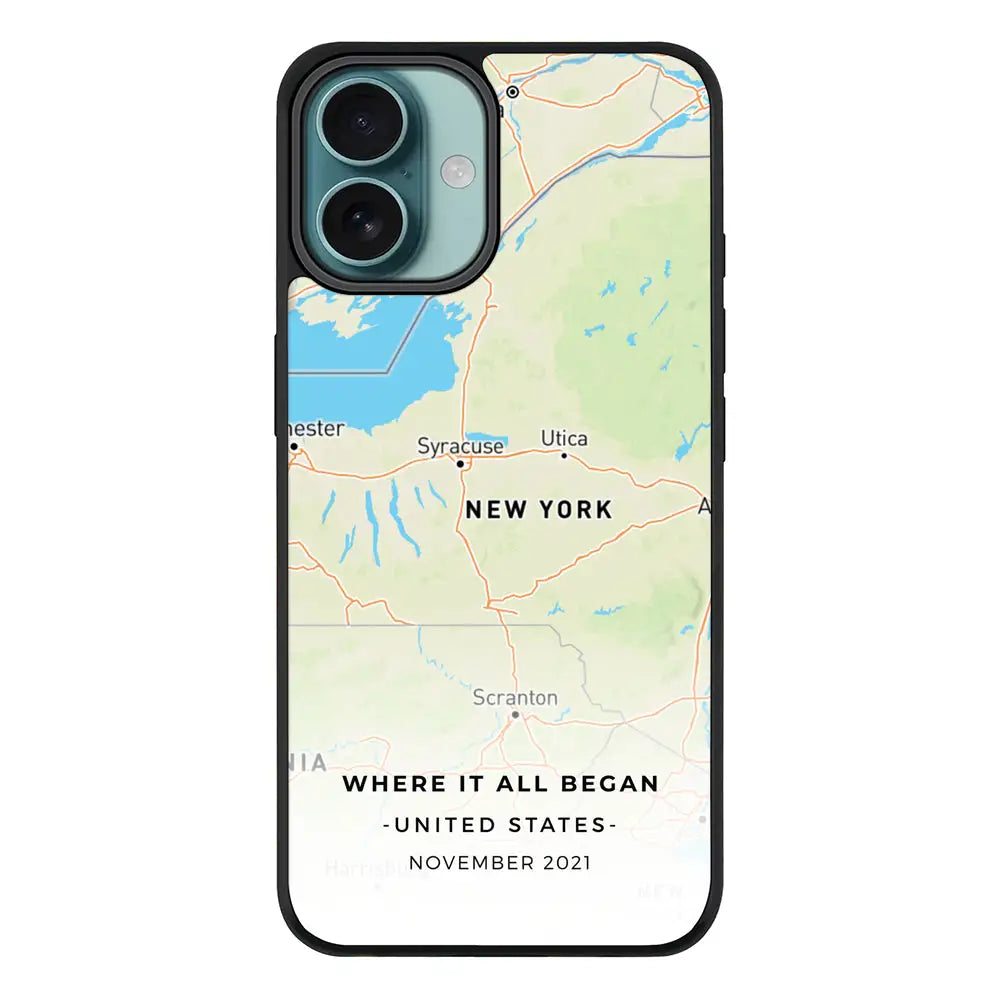 Apple iPhone 16 Plus / Rugged Black Personalized map, Phone Case - Stylizedd.com