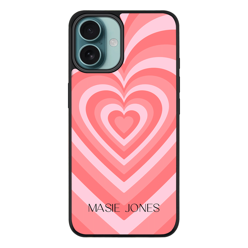 Apple iPhone 16 Plus / Rugged MagSafe Personalized Name Retro Hearts, Phone Case - Stylizedd.com