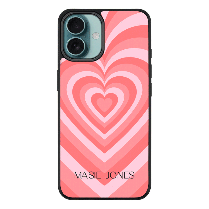 Apple iPhone 16 Plus / Rugged MagSafe Personalized Name Retro Hearts, Phone Case - Stylizedd.com