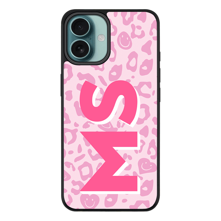 Apple iPhone 16 Plus / Rugged Black Custom Monogram Initial 3D Shadow Text Seamless Pattern, Phone Case - Stylizedd.com