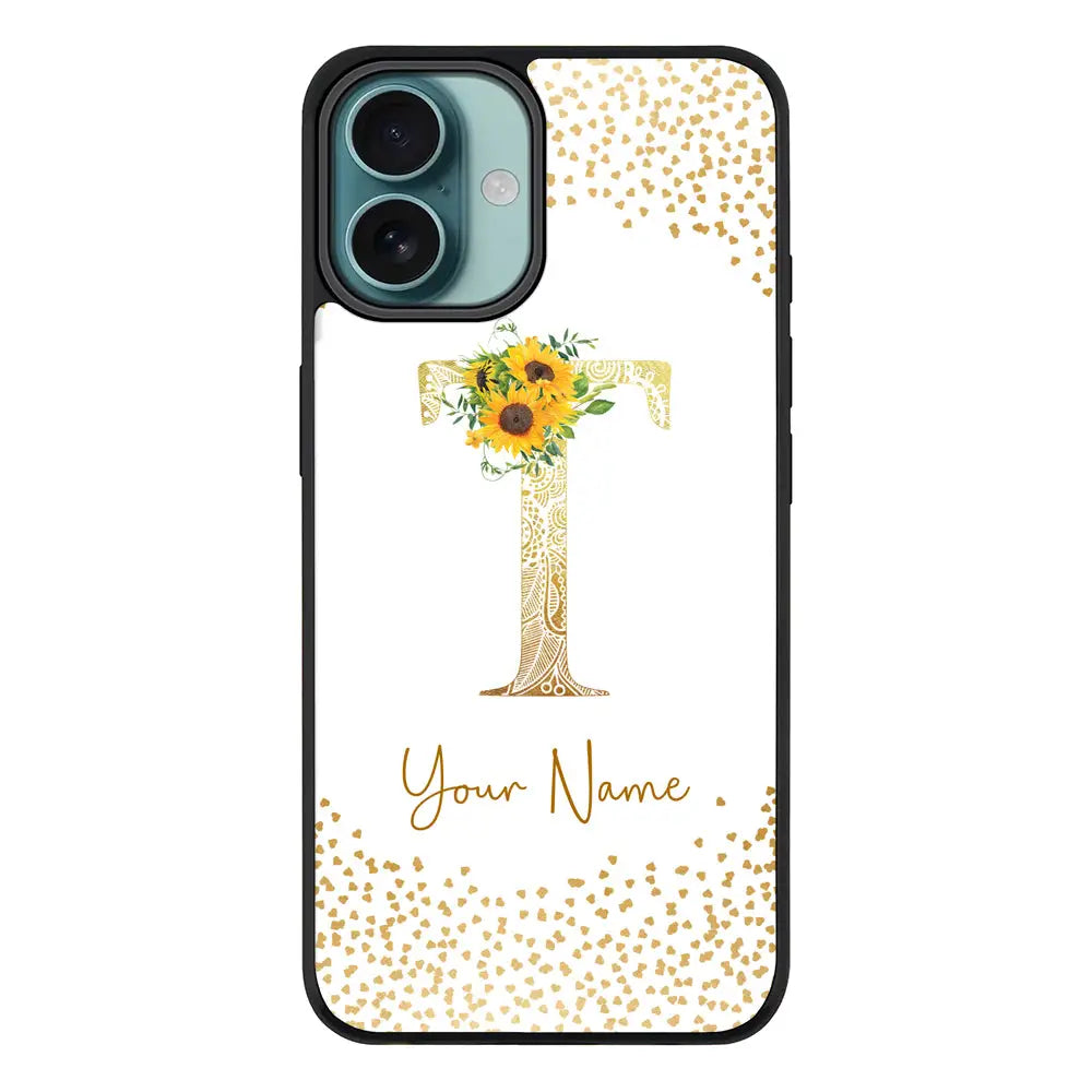 Apple iPhone 16 Plus / Rugged Black Floral Mandala Initial Phone Case - Stylizedd.com