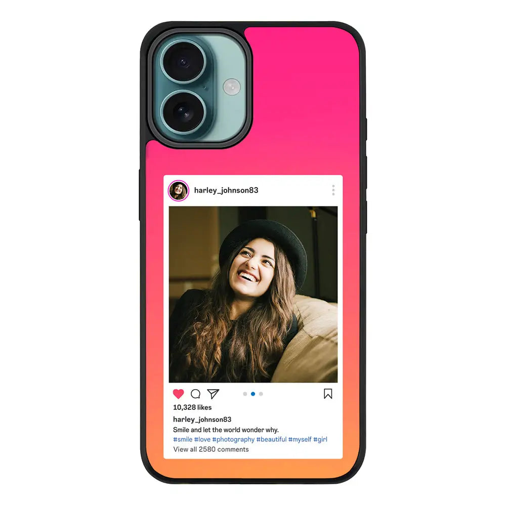 Apple iPhone 16 Plus / Rugged Black Custom Photo Instagram Post Template, Phone Case - Stylizedd.com