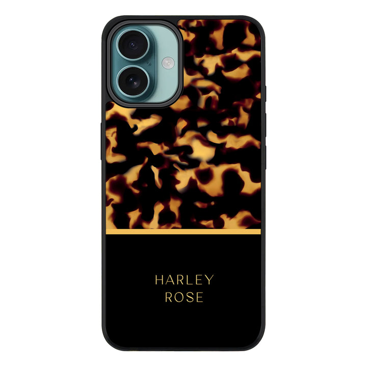 Apple iPhone 16 Plus / Rugged MagSafe Personalized Text Luxury Tortoise Shell Pattern, Phone Case - Stylizedd.com