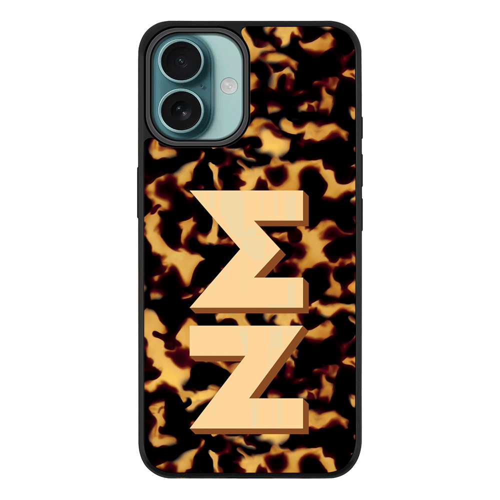 Apple iPhone 16 Plus / Rugged MagSafe Custom Monogram 3D Text Luxury Tortoise Shell Pattern, Phone Case - Stylizedd.com