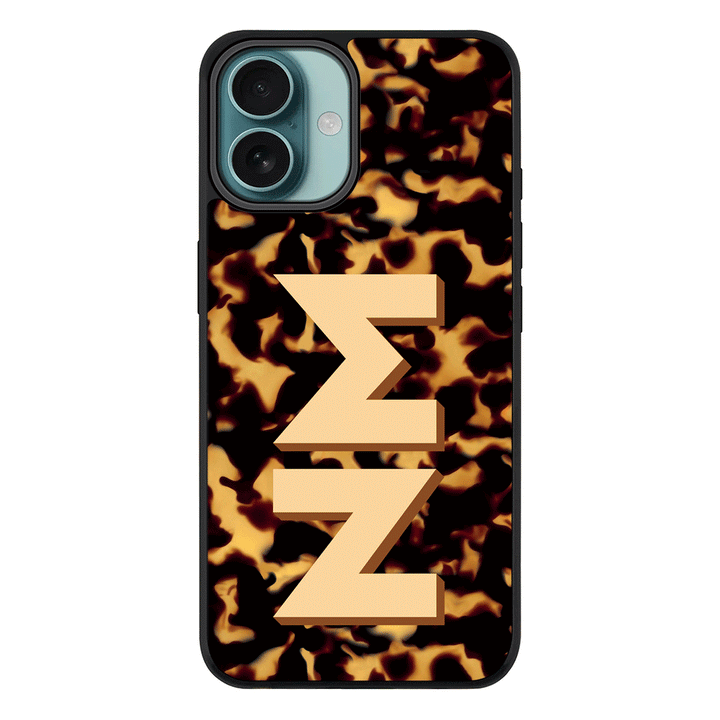 Apple iPhone 16 Plus / Rugged MagSafe Custom Monogram 3D Text Luxury Tortoise Shell Pattern, Phone Case - Stylizedd.com