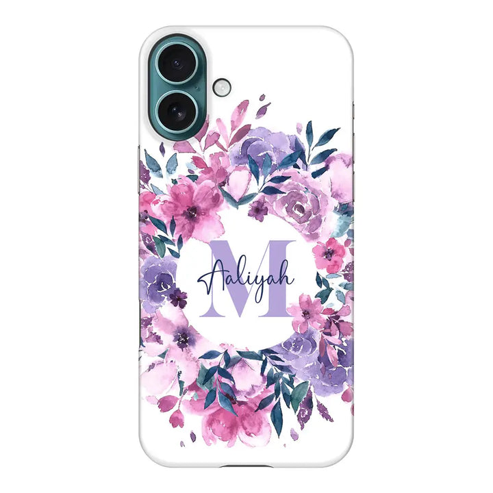 Apple iPhone 16 Plus / Snap MagSafe Custom Monogram Floral Flower Initial Name & Letter, Phone Case - Stylizedd.com