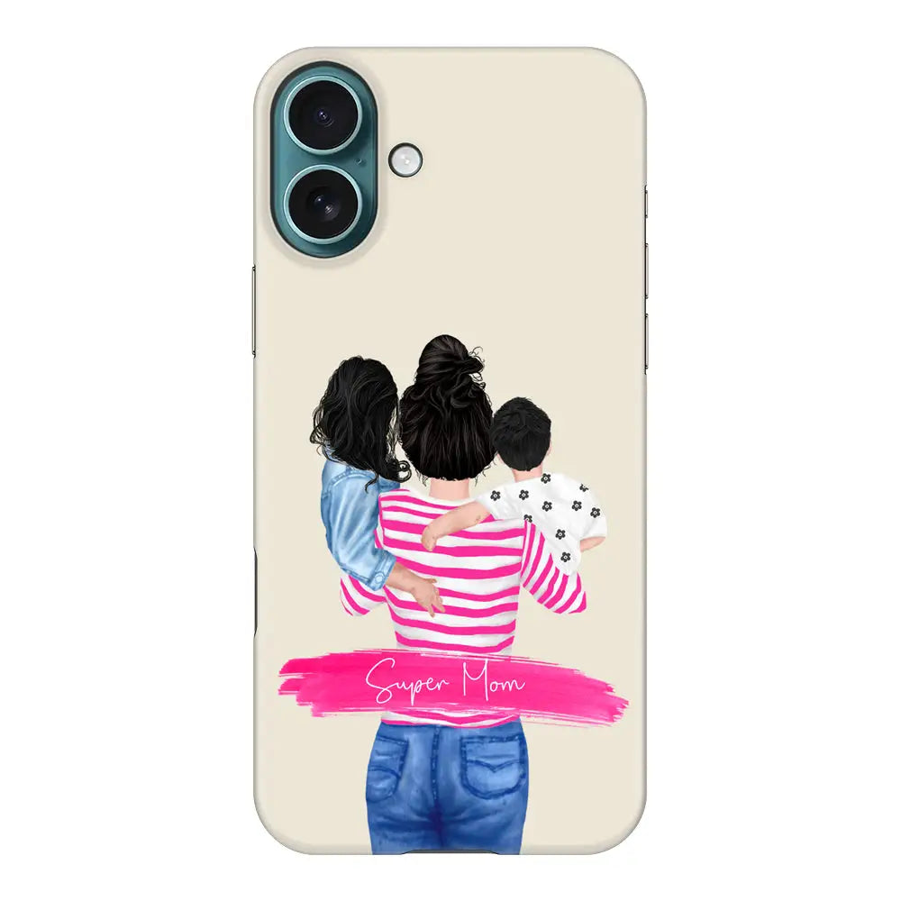 Apple iPhone 16 Plus / Snap Classic Custom Clipart Text Mother Son & Daughter Phone Case - Stylizedd.com