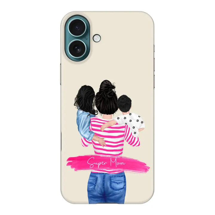 Apple iPhone 16 Plus / Snap Classic Custom Clipart Text Mother Son & Daughter Phone Case - Stylizedd.com