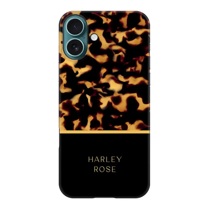 Apple iPhone 16 Plus / Snap MagSafe Personalized Text Elegant Luxury Tortoise Shell Pattern, Phone Case - Stylizedd.com