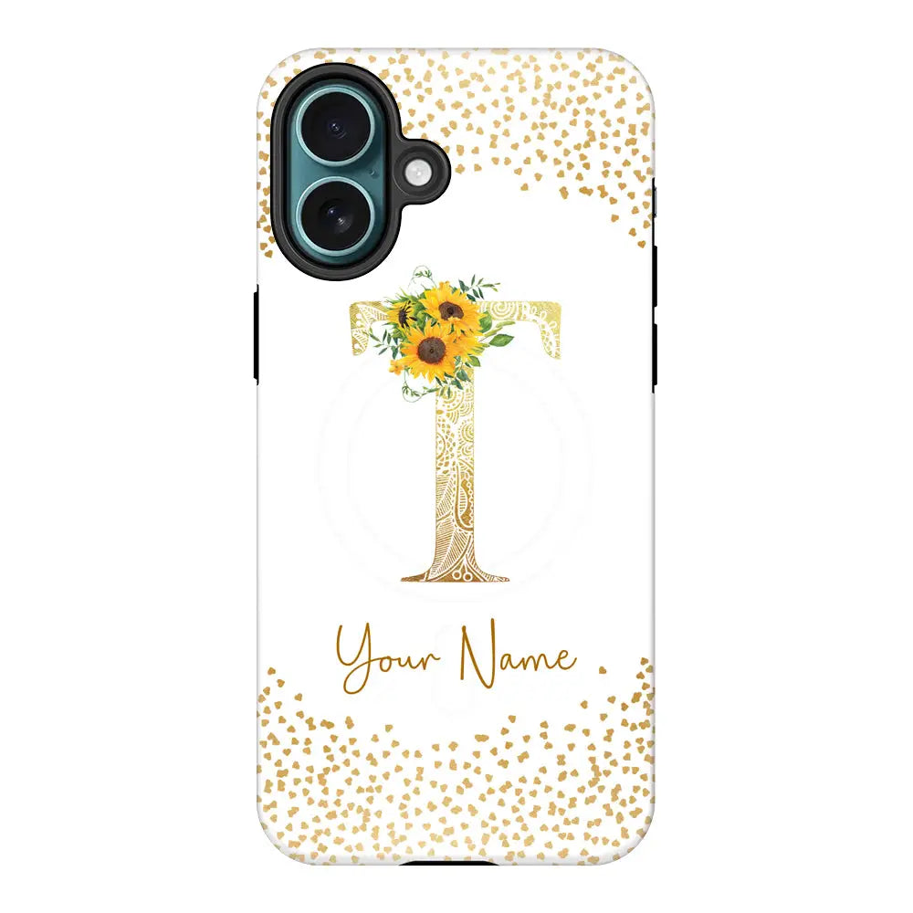 Apple iPhone 16 Plus / Tough Pro Floral Mandala Initial Phone Case - Stylizedd.com