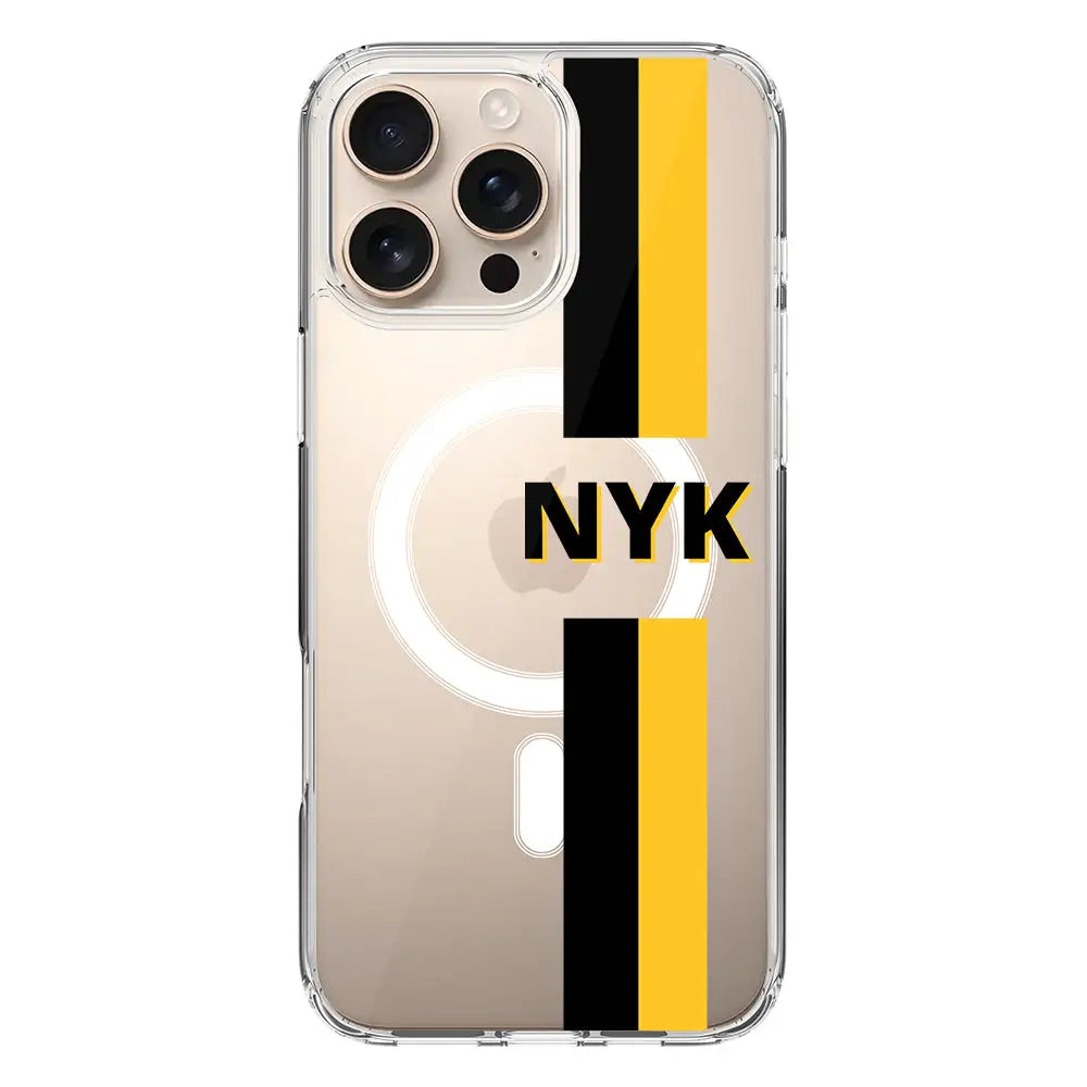 Apple iPhone 16 Pro Max / Clear Classic Custom Striped Monogram Phone Case - Stylizedd.com