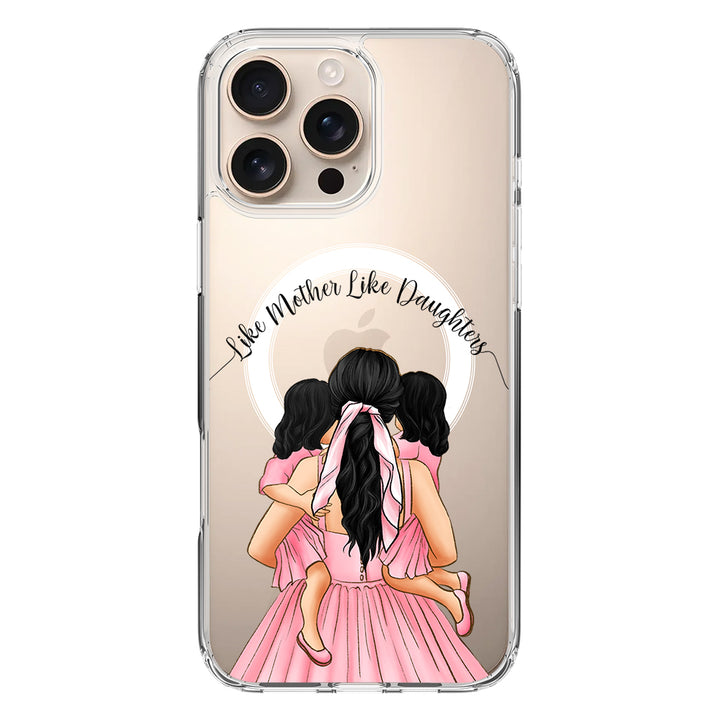 Apple iPhone 16 Pro Max / Clear MagSafe Mother 2 daughters Custom Clipart, Text Phone Case - Stylizedd.com