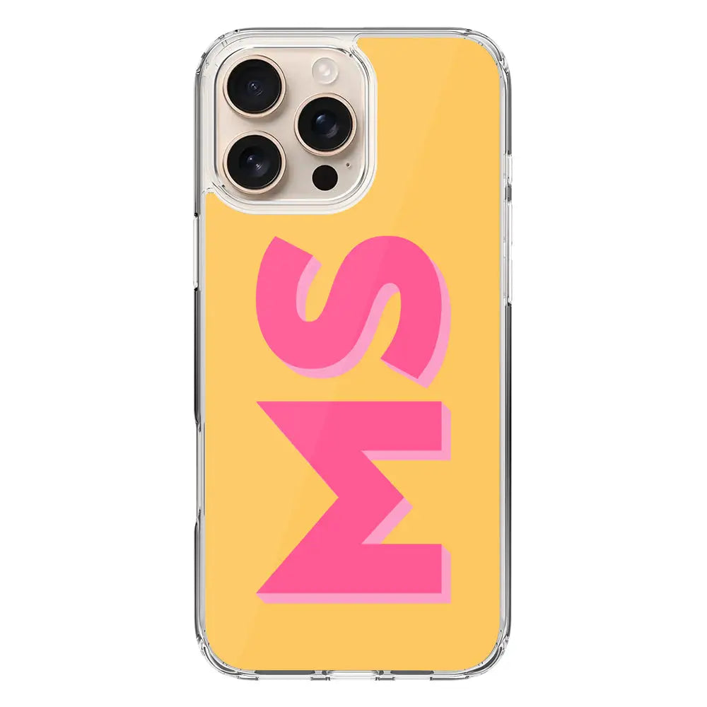 Apple iPhone 16 Pro Max / Clear Classic Personalized Monogram Initial 3D Shadow Text Phone Case - Stylizedd.com