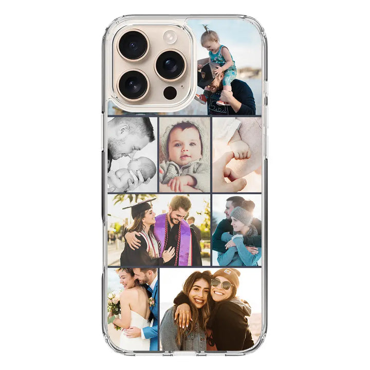 Apple iPhone 16 Pro Max / Clear MagSafe Personalised Photo Collage Grid Phone Case - Stylizedd.com