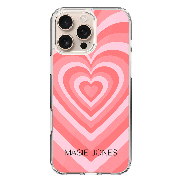 Apple iPhone 16 Pro Max / Clear MagSafe Personalized Name Retro Hearts, Phone Case - Stylizedd.com
