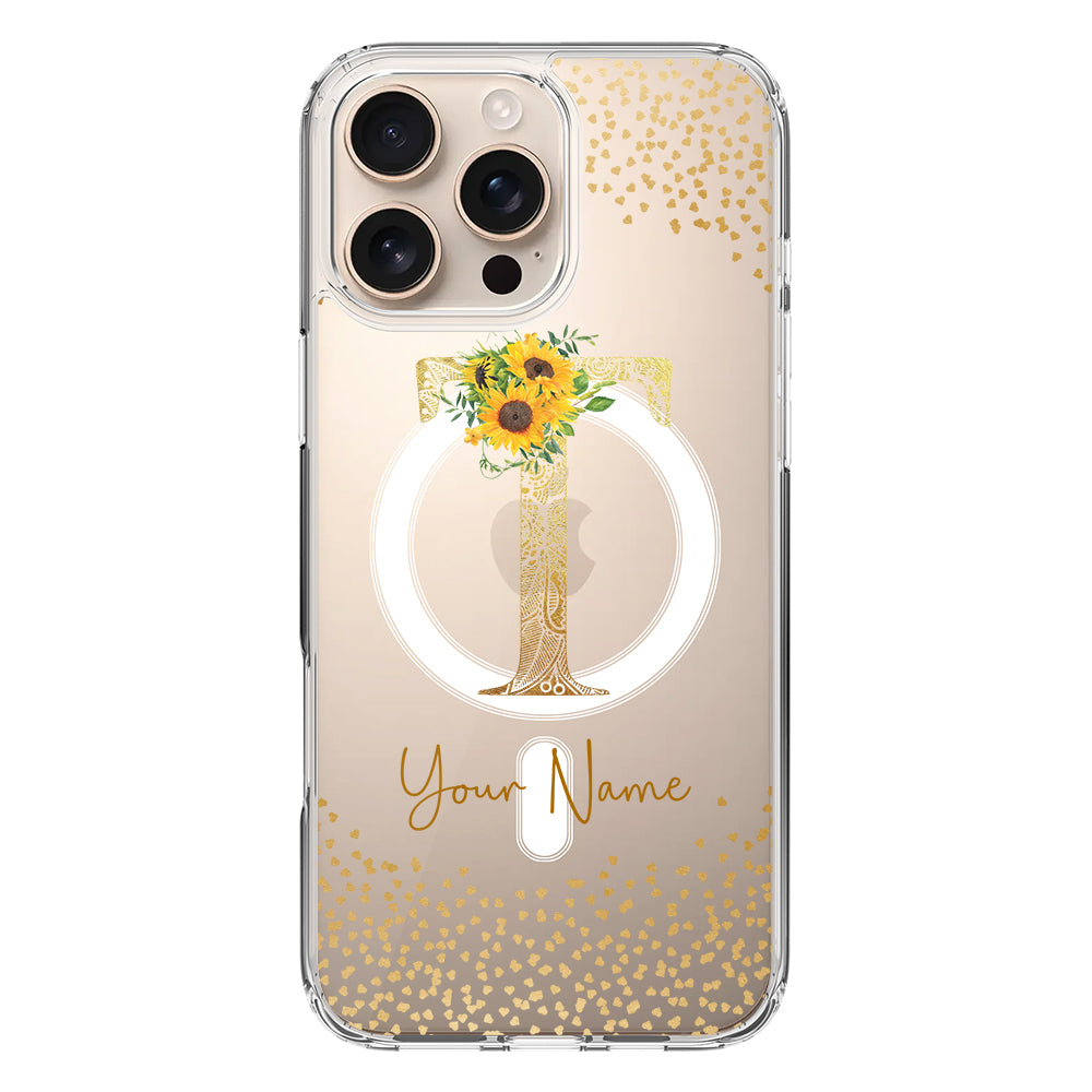 Apple iPhone 16 Pro Max / Clear MagSafe Floral Mandala Initial Phone Case - Stylizedd.com