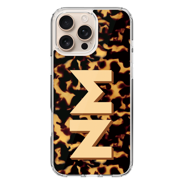 Apple iPhone 16 Pro Max / Clear MagSafe Custom Monogram 3D Text Luxury Tortoise Shell Pattern, Phone Case - Stylizedd.com