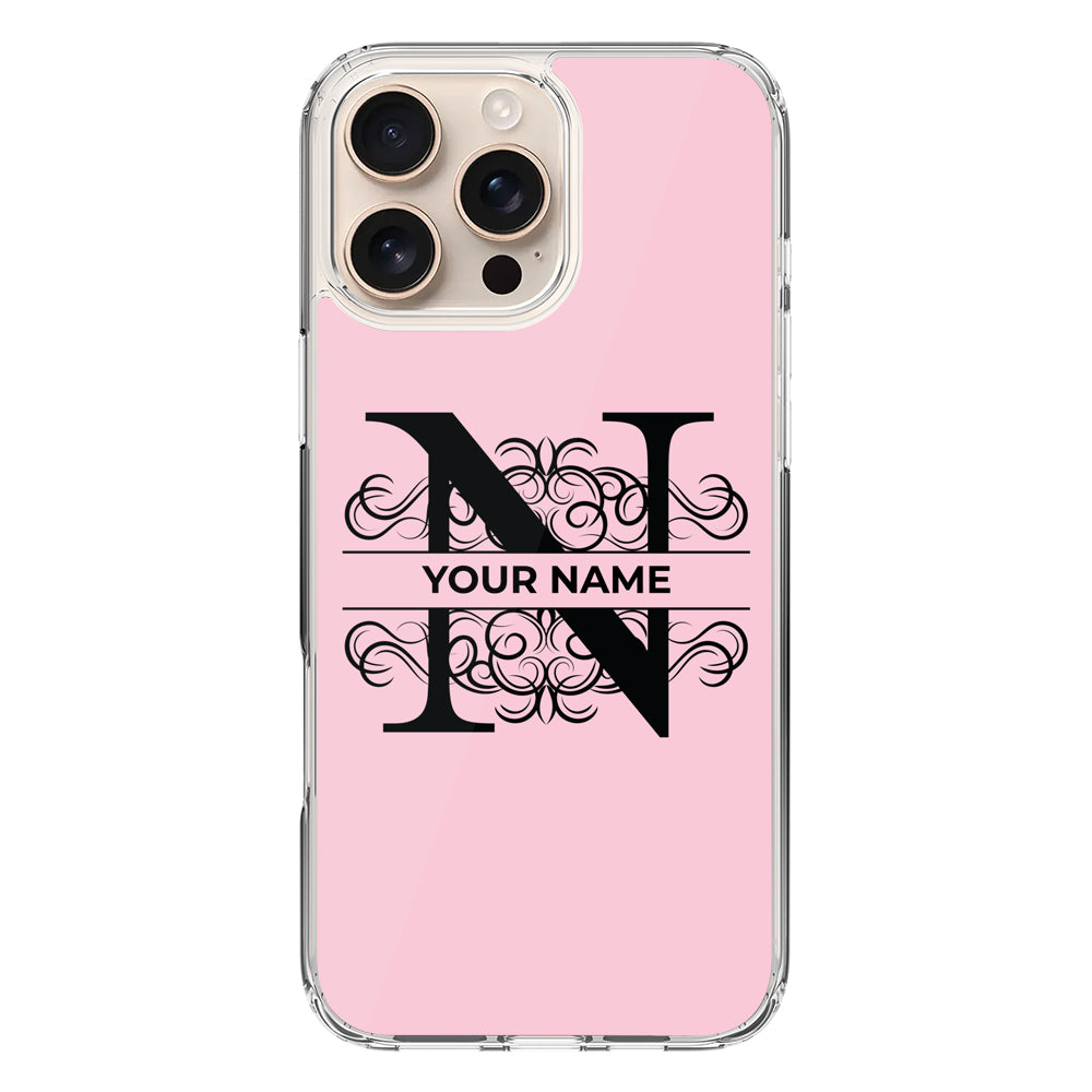 Apple iPhone 16 Pro Max / Clear MagSafe Split Floral Initial Phone Case - Stylizedd.com