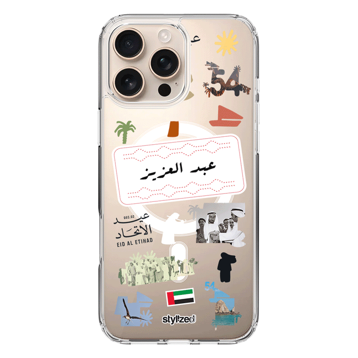 Apple iPhone 16 Pro Max / Clear MagSafe Custom Eid Al Etihad 54 National Day Sticker, Phone Case - Stylizedd.com