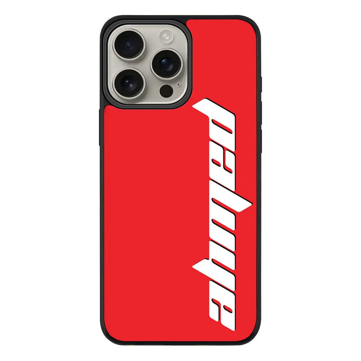 Apple iPhone 16 Pro Max / Rugged Black Custom Text, Vertical Name Phone Case - Stylizedd.com