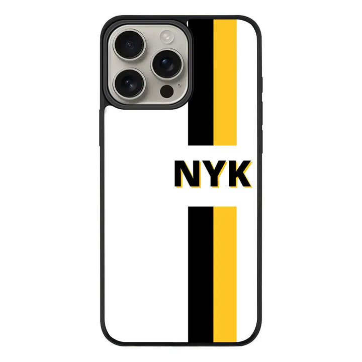 Apple iPhone 16 Pro Max / Rugged Black Custom Striped Monogram Phone Case - Stylizedd.com