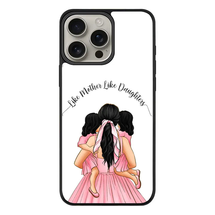 Apple iPhone 16 Pro Max / Rugged Black Mother 2 daughters Custom Clipart, Text Phone Case - Stylizedd.com