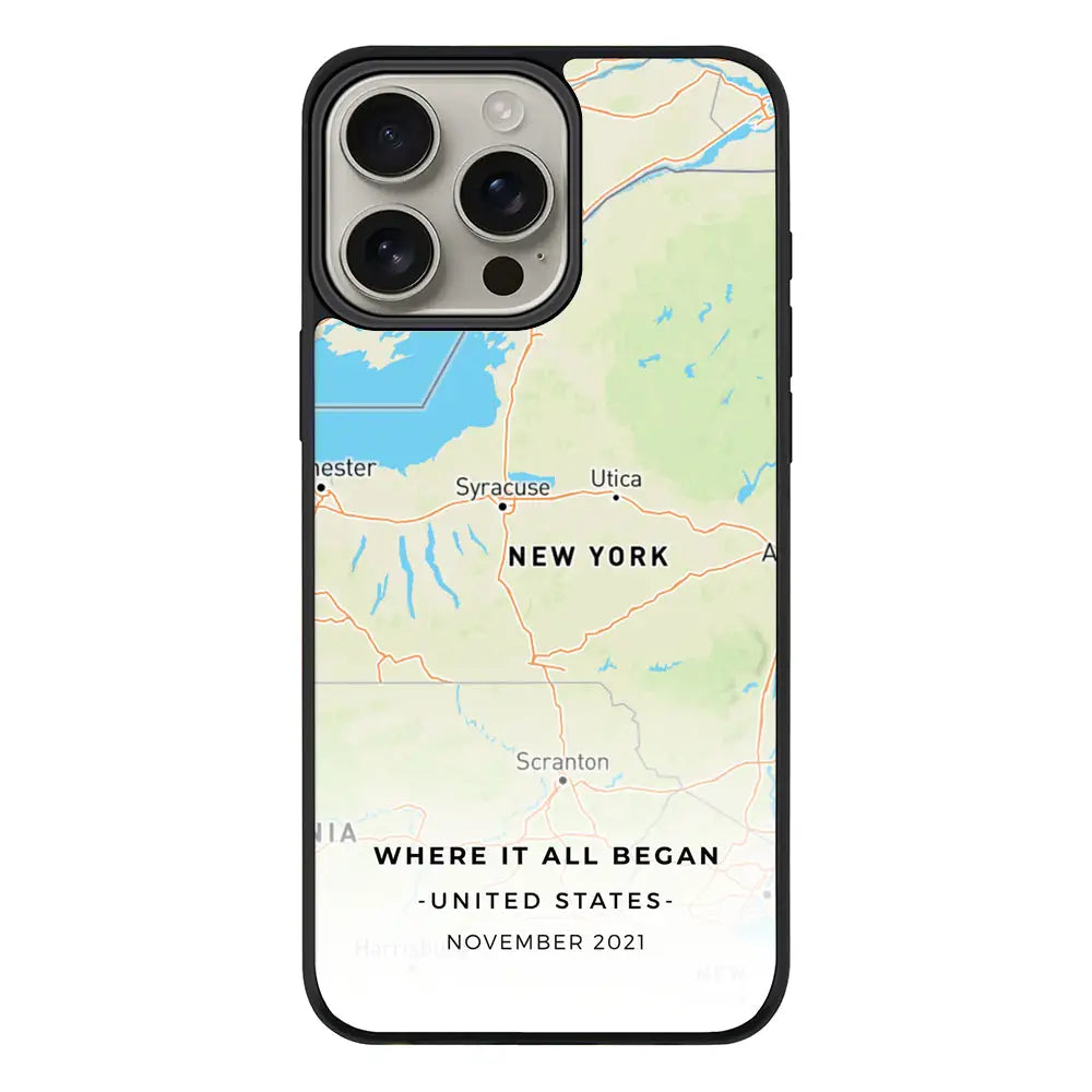 Apple iPhone 16 Pro Max / Rugged Black Personalized map, Phone Case - Stylizedd.com