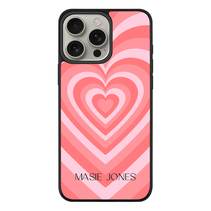 Apple iPhone 16 Pro Max / Rugged MagSafe Personalized Name Retro Hearts, Phone Case - Stylizedd.com