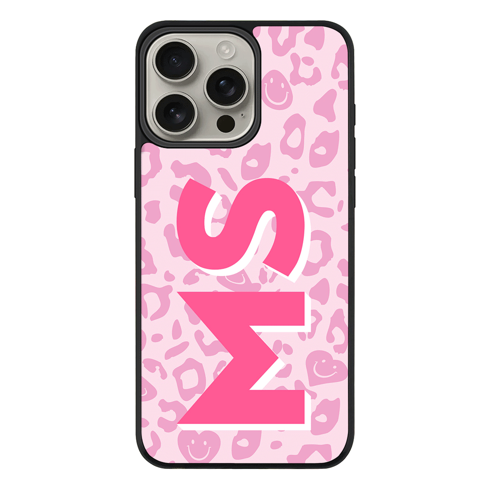 Apple iPhone 16 Pro Max / Rugged Black Custom Monogram Initial 3D Shadow Text Seamless Pattern, Phone Case - Stylizedd.com