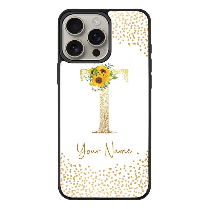 Apple iPhone 16 Pro Max / Rugged Black Floral Mandala Initial Phone Case - Stylizedd.com