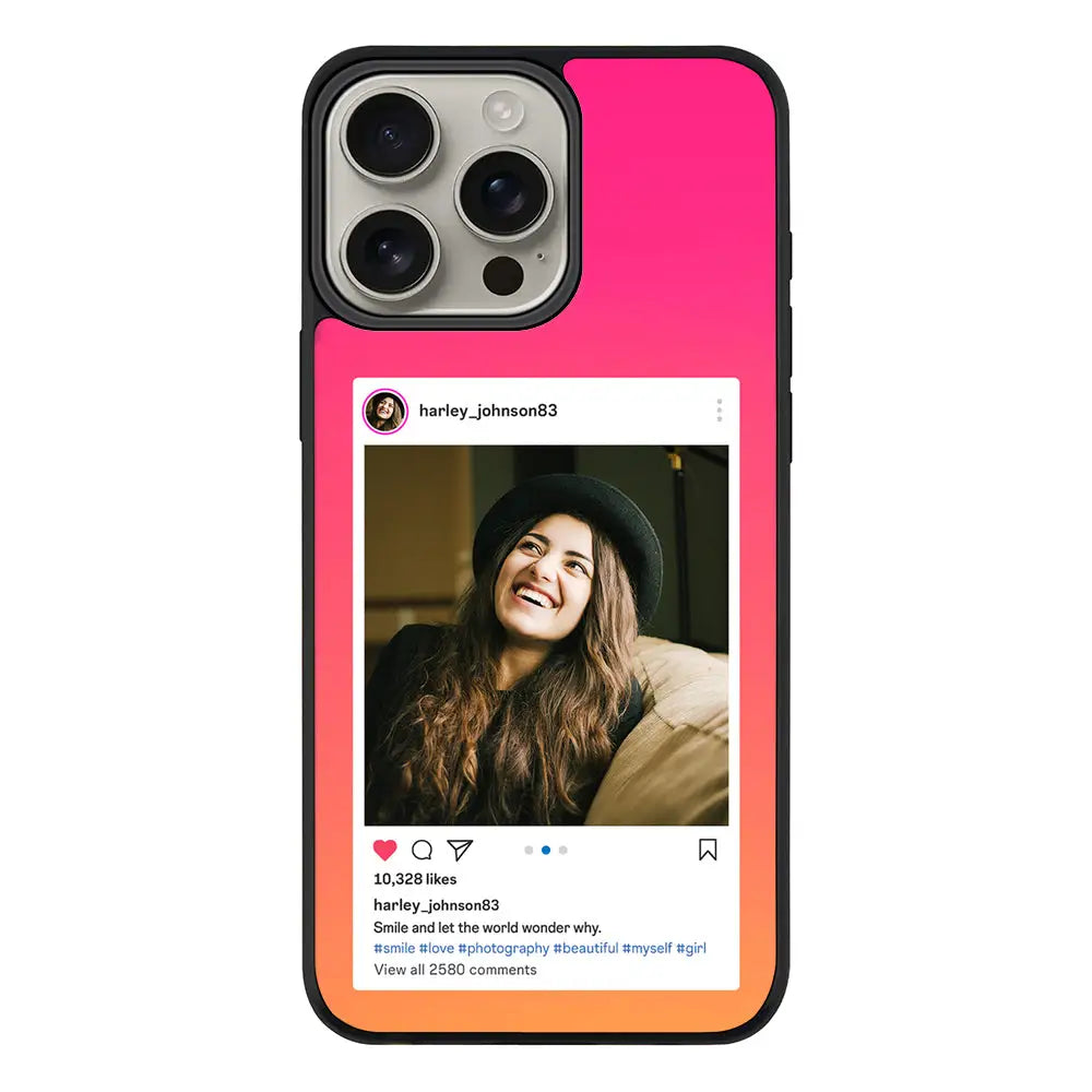 Apple iPhone 16 Pro Max / Rugged Black Custom Photo Instagram Post Template, Phone Case - Stylizedd.com