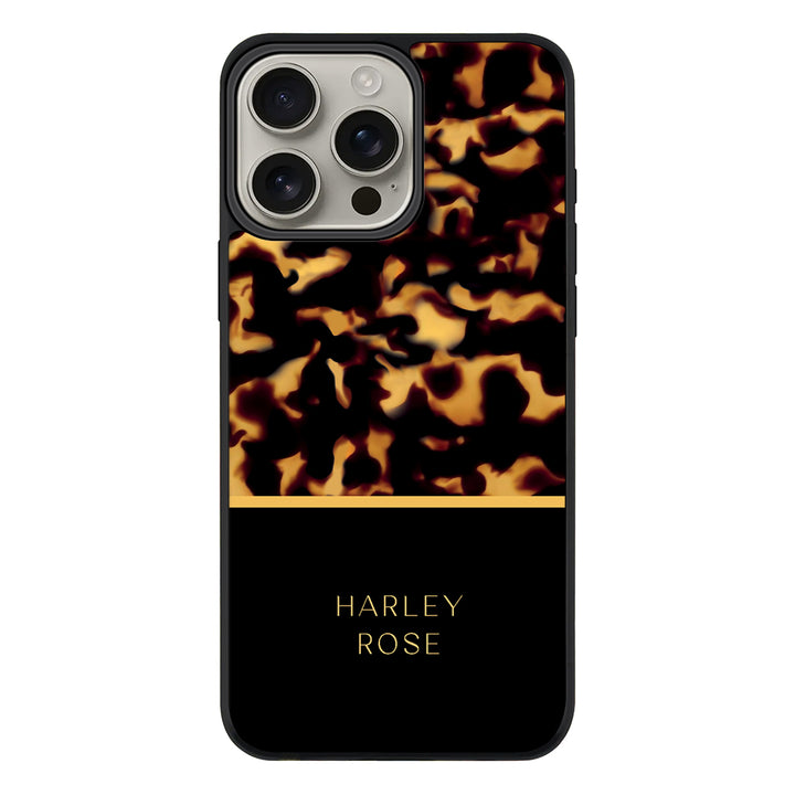 Apple iPhone 16 Pro Max / Rugged MagSafe Personalized Text Luxury Tortoise Shell Pattern, Phone Case - Stylizedd.com