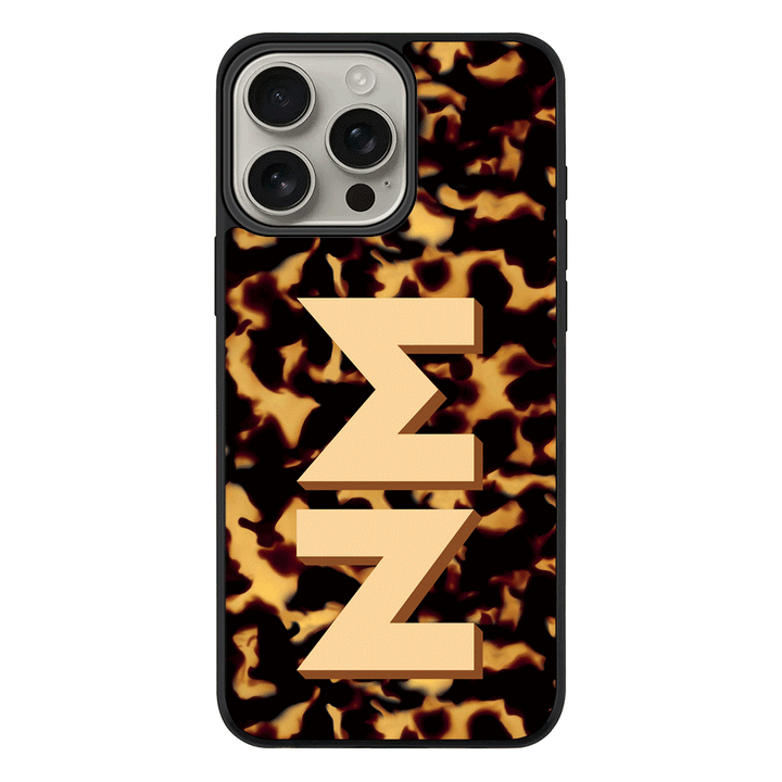 Apple iPhone 16 Pro Max / Rugged MagSafe Custom Monogram 3D Text Luxury Tortoise Shell Pattern, Phone Case - Stylizedd.com