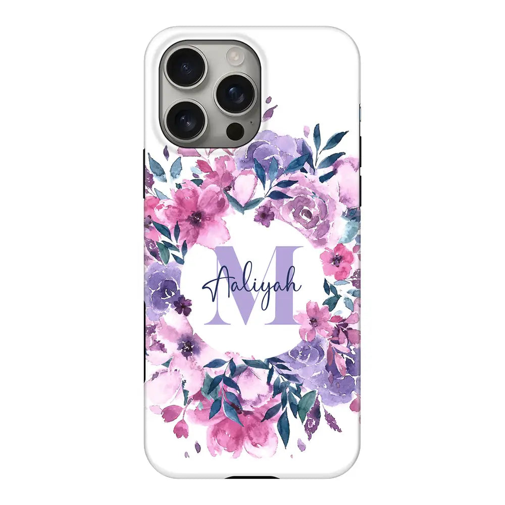 Custom Monogram Floral Flower Initial Name & Letter Phone Case - Apple iPhone 16 Pro Max / Tough